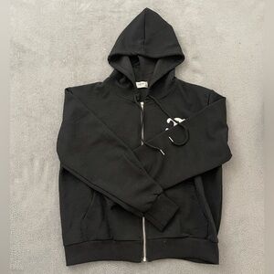 Chic Black Zip-Up Sweater/Sweat Pants Set